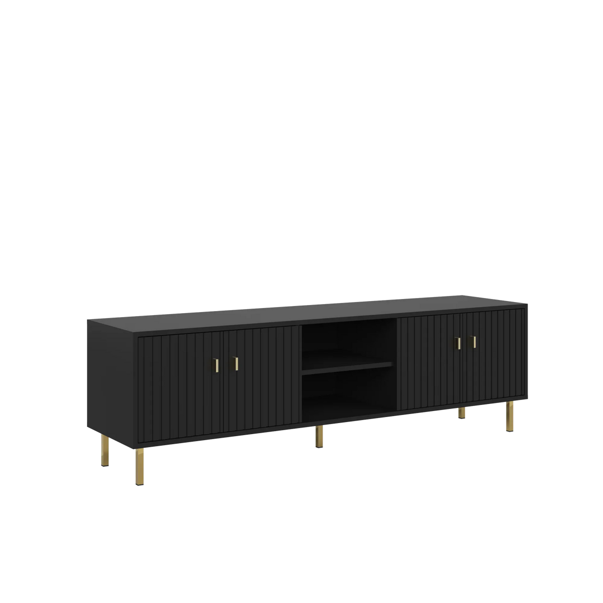 Comoda TV PIANO, negru, PAL, 165x40x50 cm