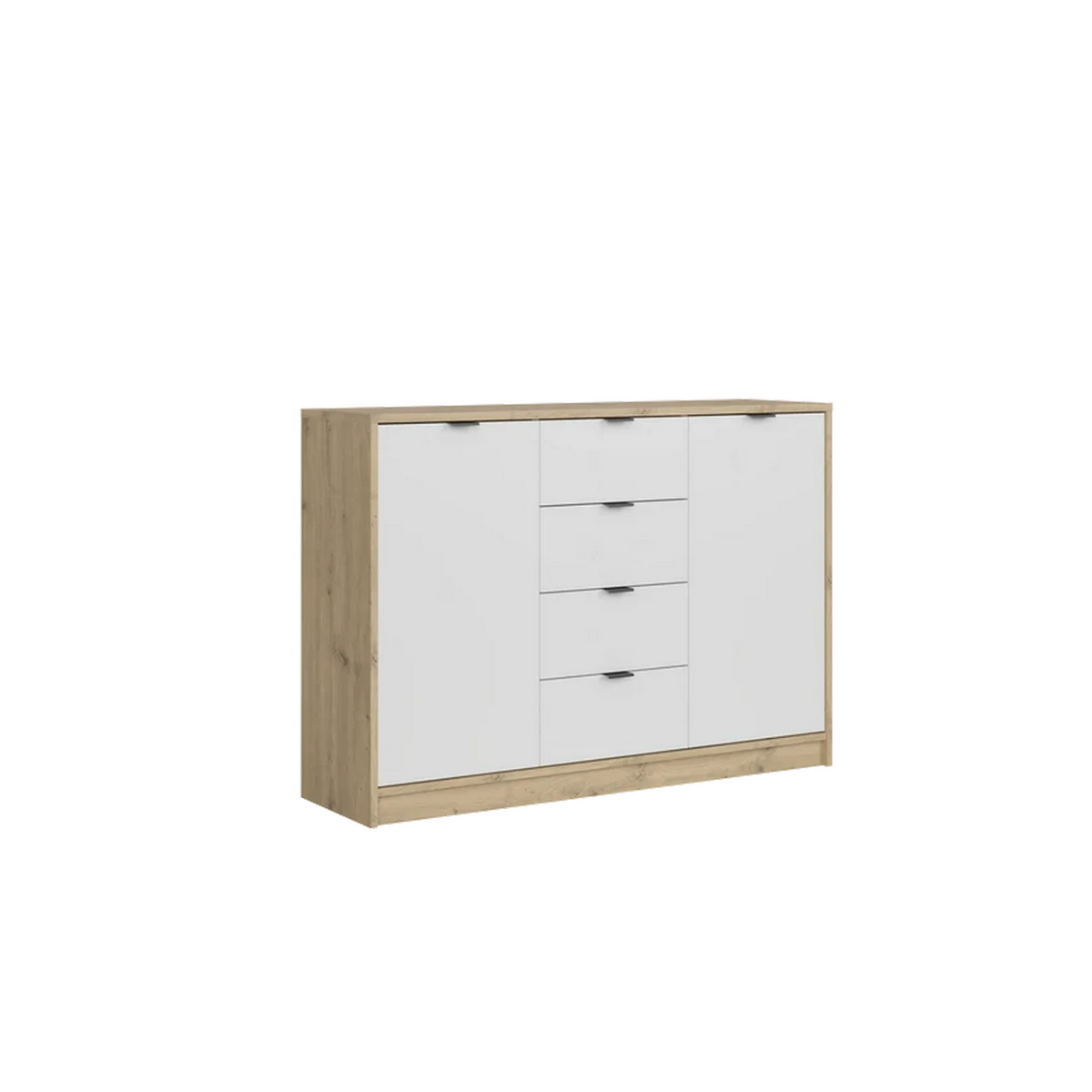 Comoda living NEPON, stejar artisan/alb, PAL laminat, 119x34x84 cm
