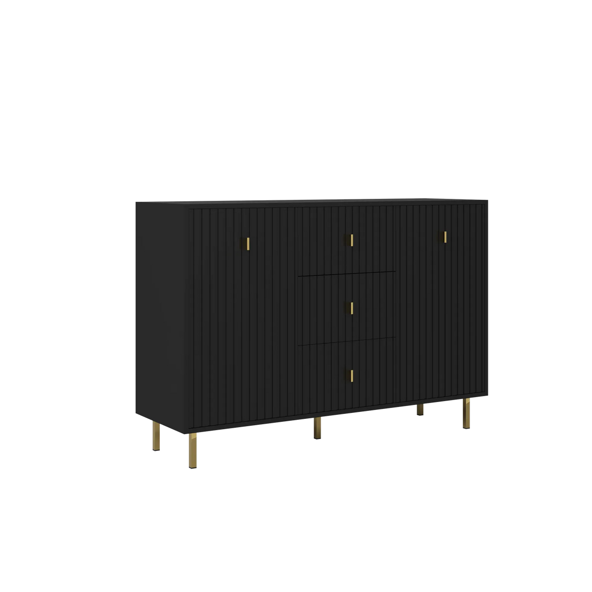 Comoda living PIANO, negru, PAL, 131x40x86 cm