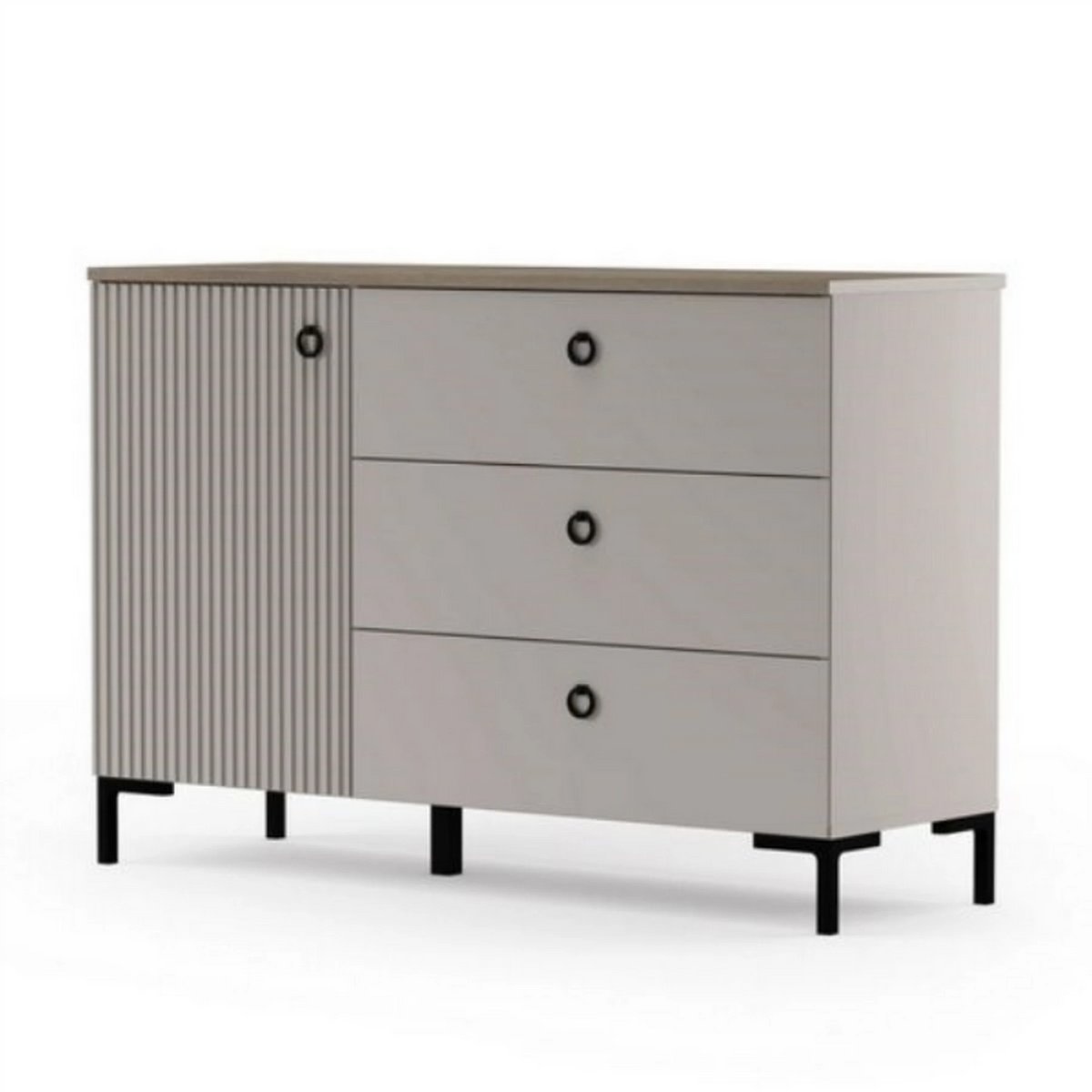 Comoda pentru living DOMINICA, grej/stejar, PAL laminat, 120x41x81 cm