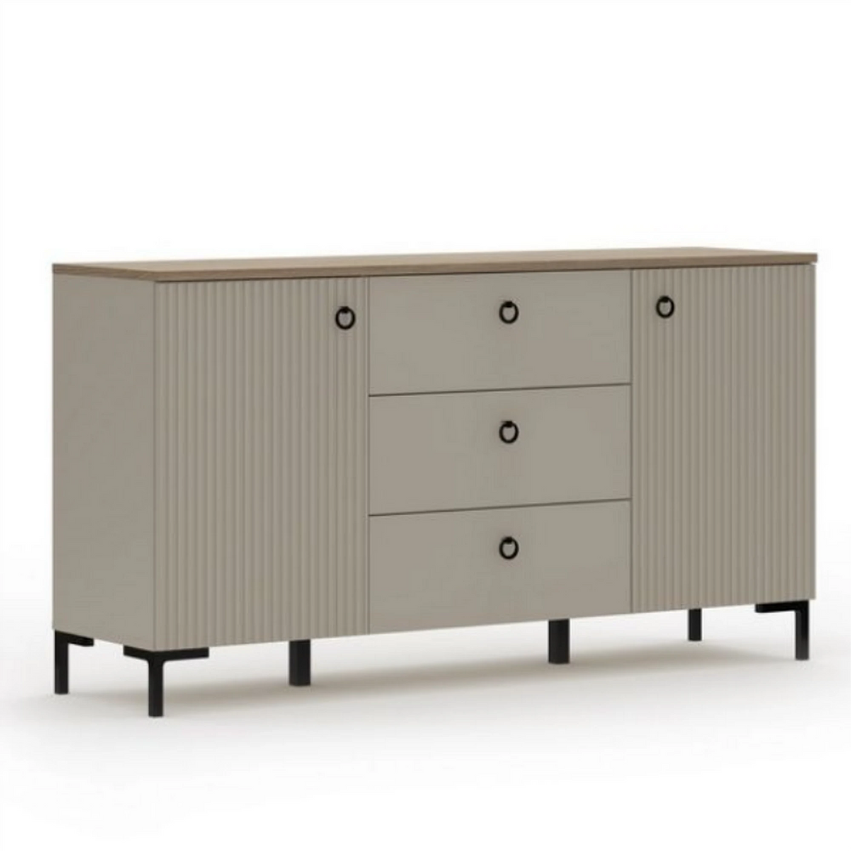 Comoda pentru living DOMINICA, grej/stejar, PAL laminat, 150x41x81 cm