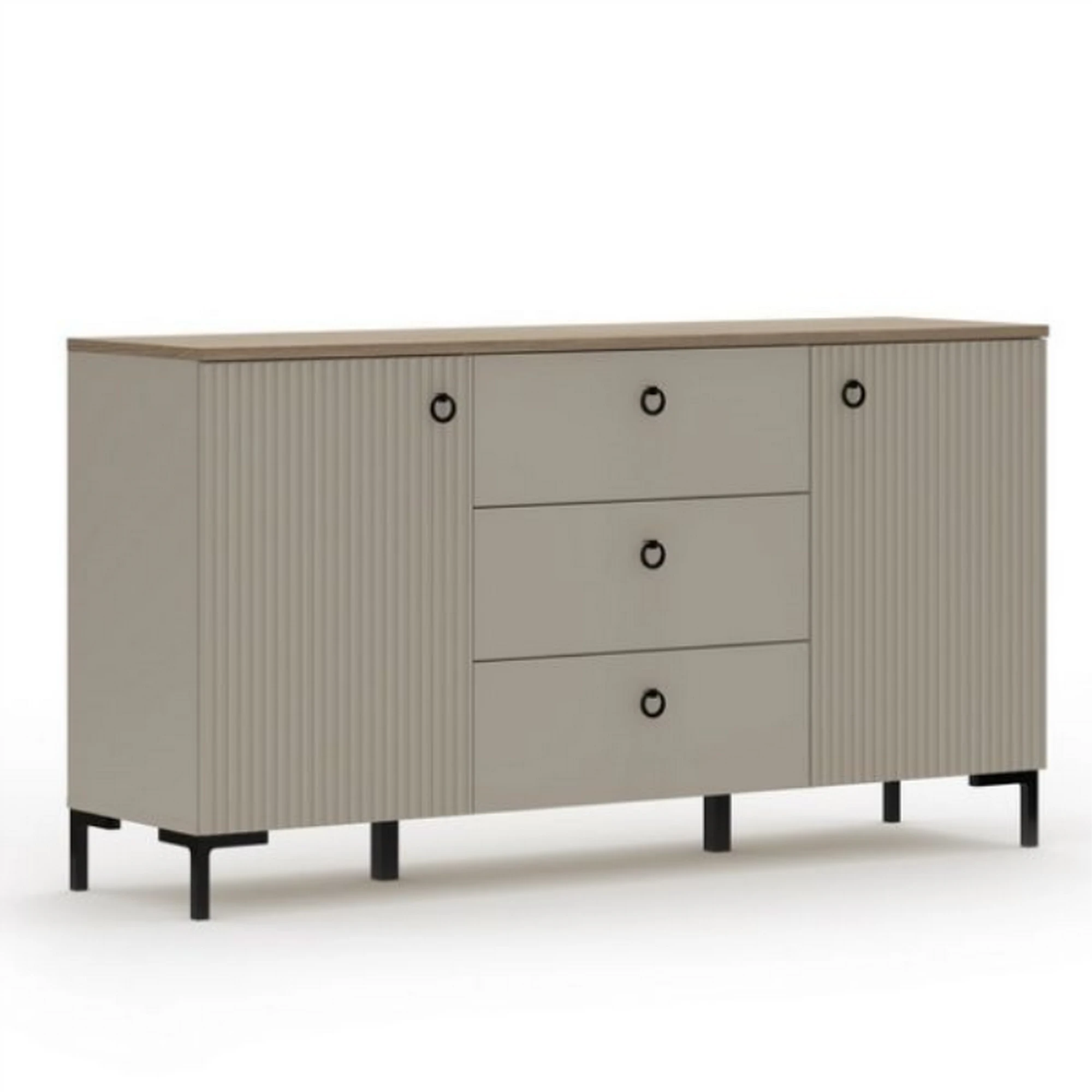 Comoda pentru living DOMINICA, grej/stejar, PAL laminat, 150x41x81 cm
