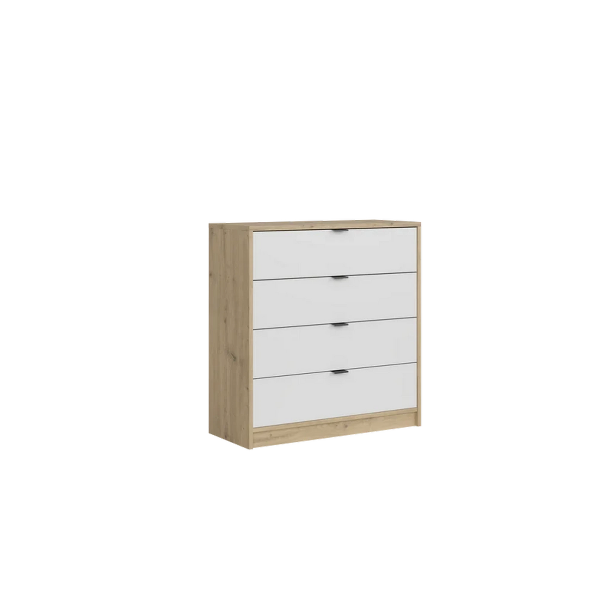 Comoda stejar alb NEPON, PAL laminat, 80x34x84 cm