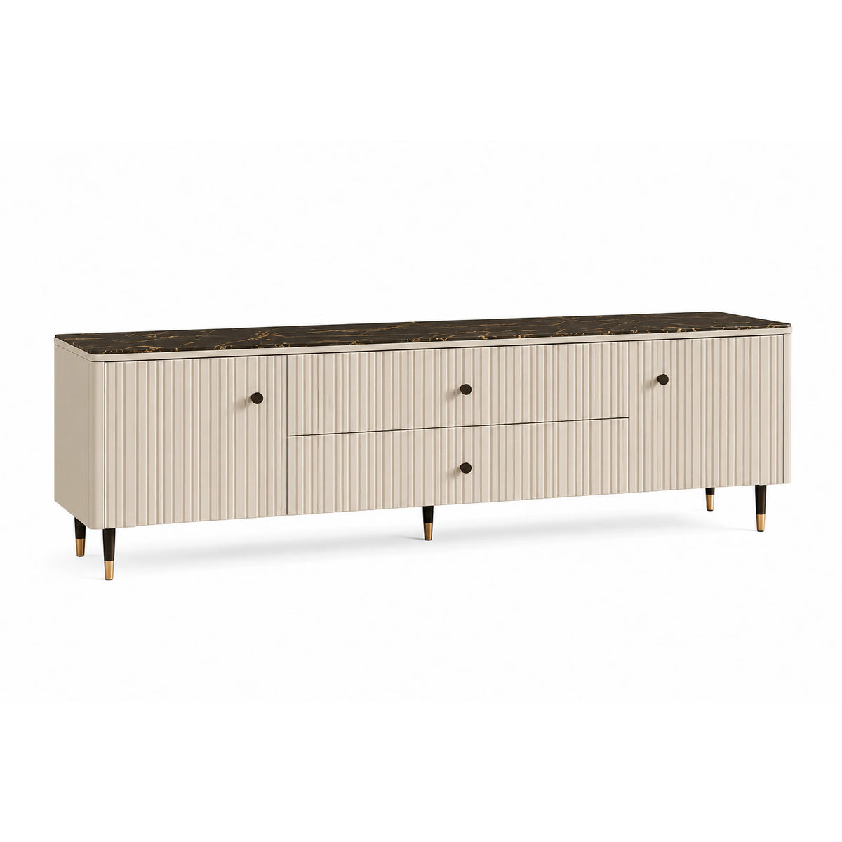 Comoda tv sufragerie SIERRA SR4, casmir/negru, PAL laminat, 185x39x59 cm