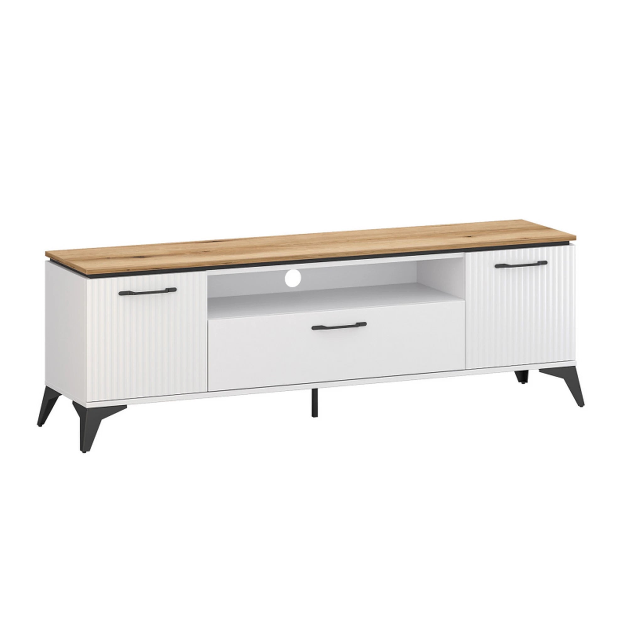 Comoda tv sufragerie TV VELUTTO, alb/stejar, PAL, 175x44x56 cm