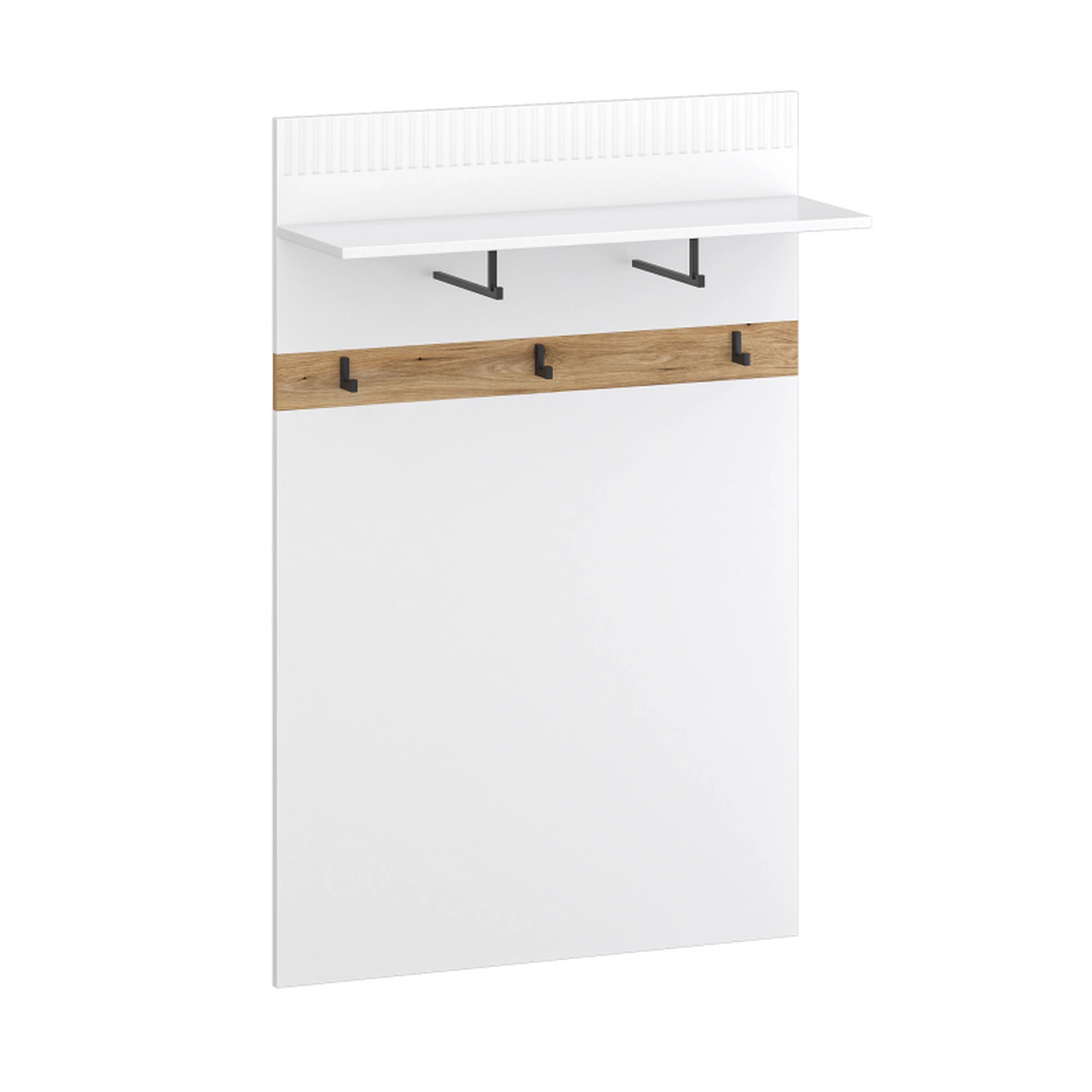 Cuier simplu hol VELUTTO, alb/stejar, PAL laminat, 81x26x122 cm