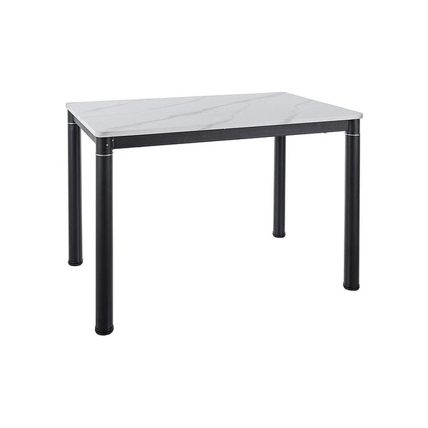 Masa DAMAR, alb cu efect de marmura/negru, 110x70x75 cm