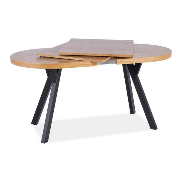 Masa extensibila DOMINGO II, stejar natural/negru, PAL laminat/metal, 140/272x80x76 cm