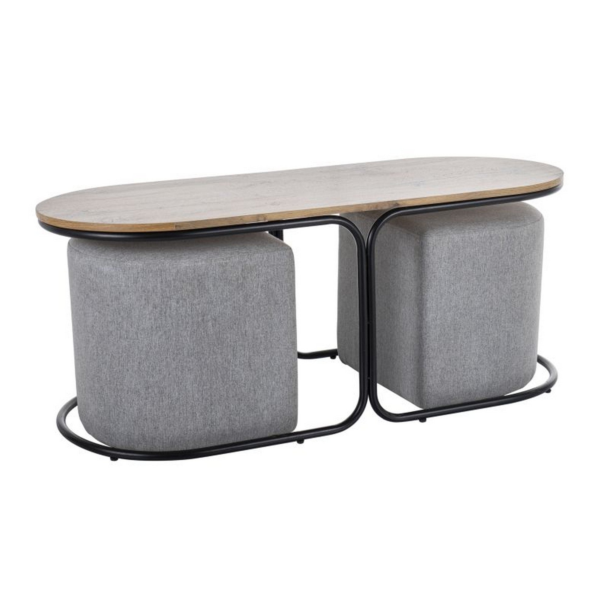 Set masuta cu 2 taburete ARTIZAN, stejar/negru, 120x50x49 cm