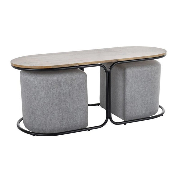 Set masuta cu 2 taburete ARTIZAN, stejar/negru, 120x50x49 cm