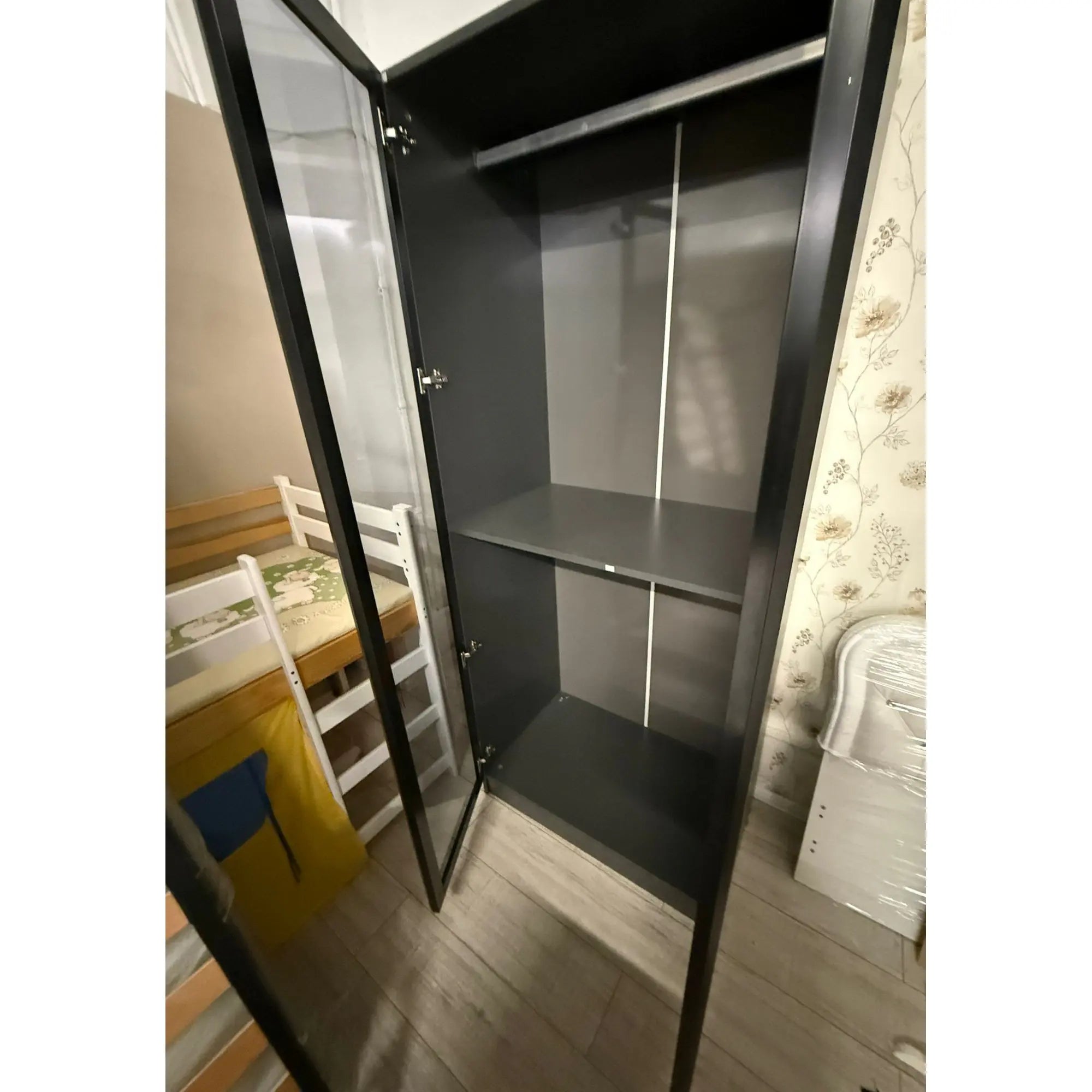 PRODUS RESIGILAT - Dulap KALE, negru, PAL/sticla, 90x52x210 cm