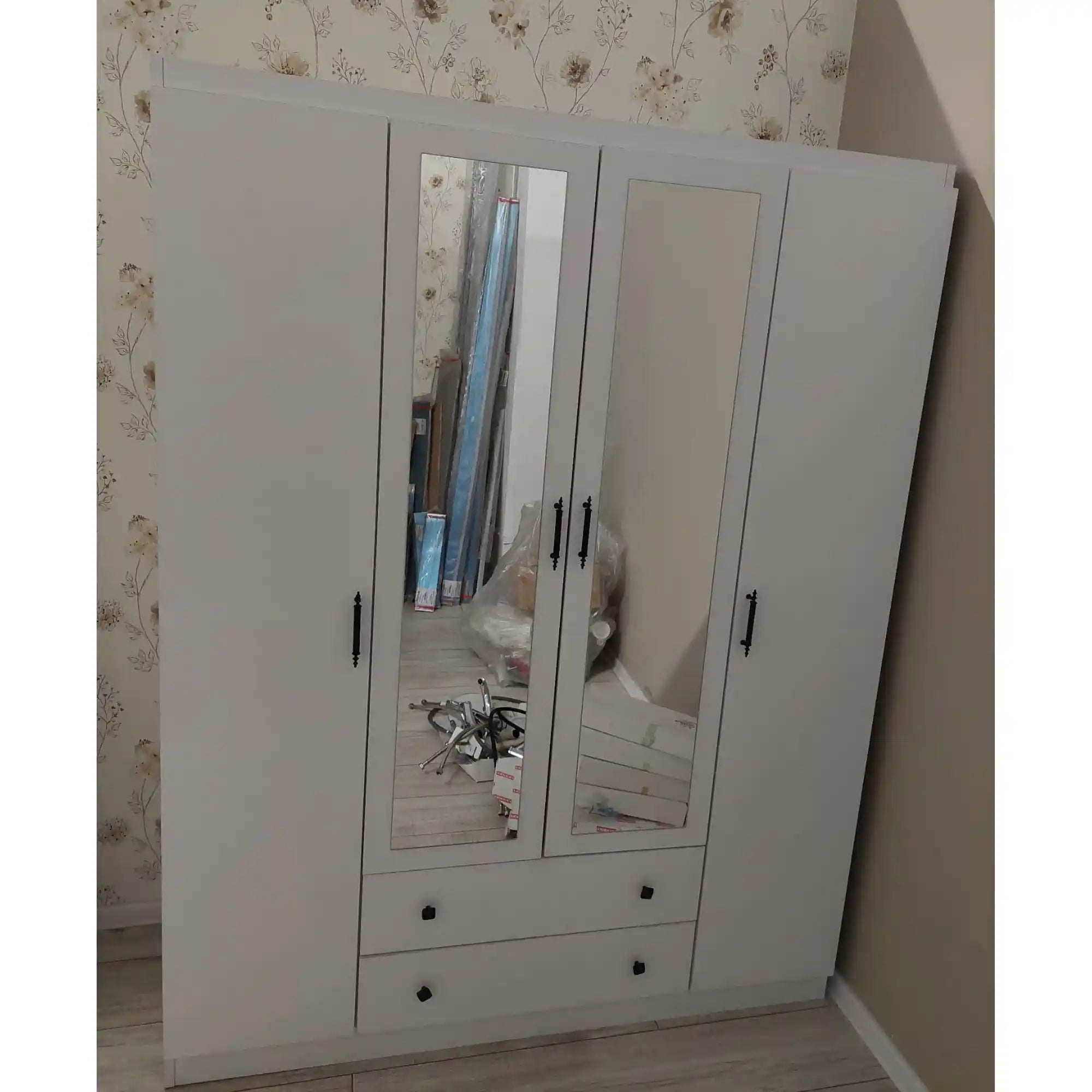 PRODUS RESIGILAT - Dulap LAVINIA 004, alb, PAL, cu oglinda, 140x50x186 cm