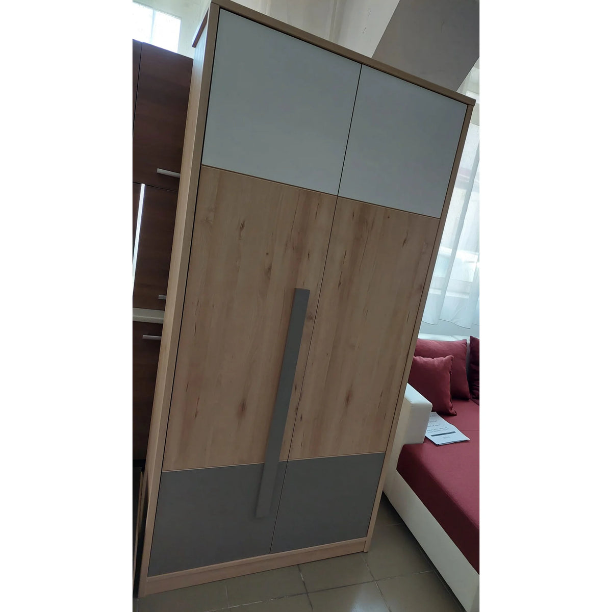 PRODUS RESIGILAT - Dulap NAMEK, stejar sonoma/alb/gri, PAL, 95x53x199 cm