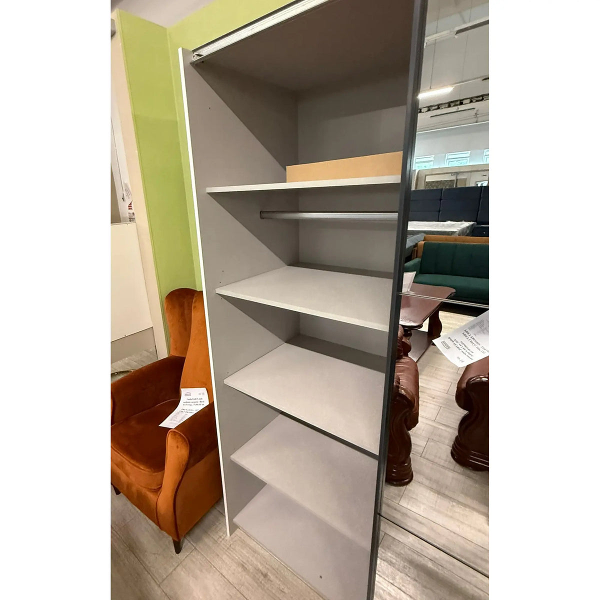 PRODUS RESIGILAT - Dulap TETRIX, alb lucios, PAL, cu 2 usi si oglinzi, 154x60x196 cm