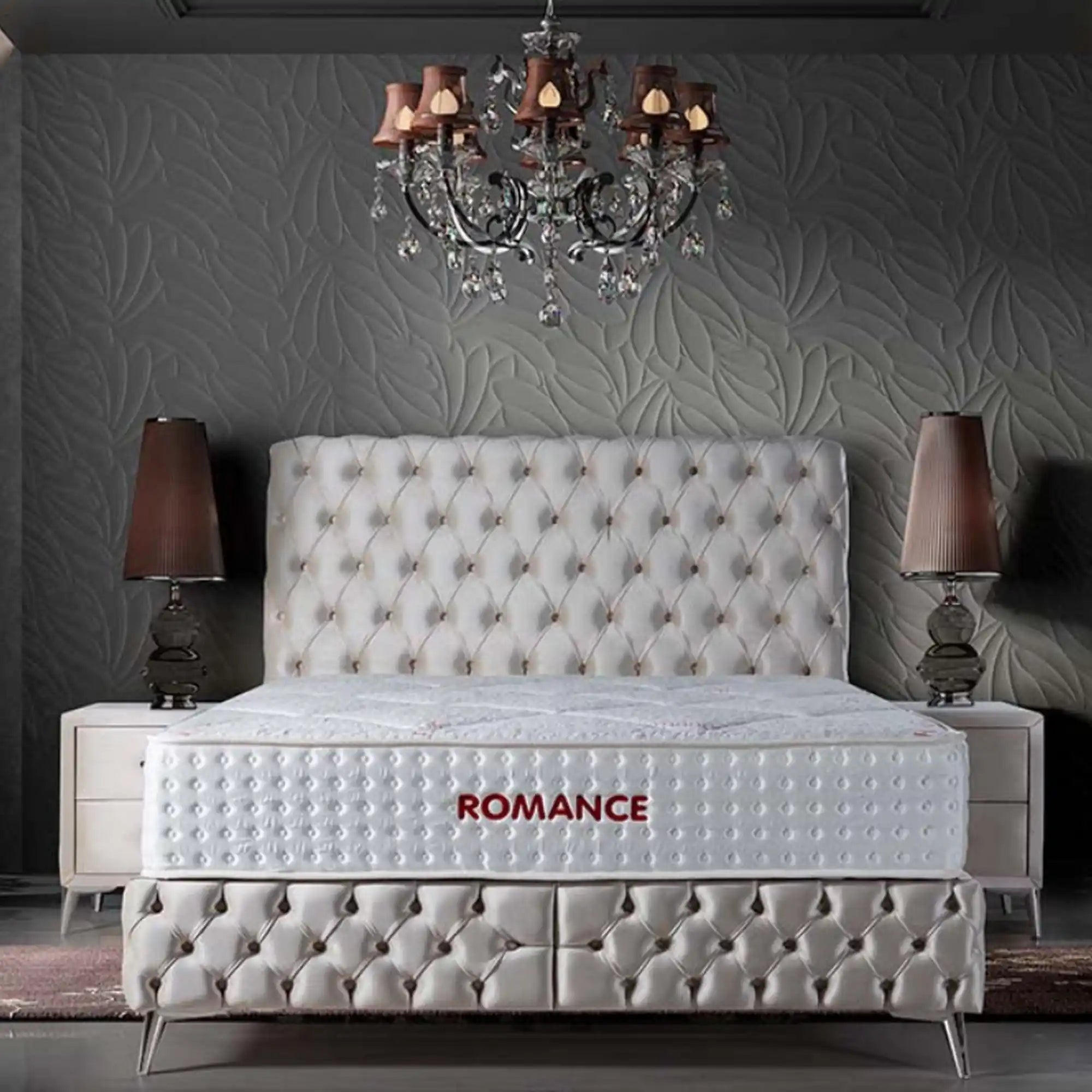 Pat ROMANCE 160x200, stofa catifelata crem - Luna 01, cu somiera si spatiu depozitare