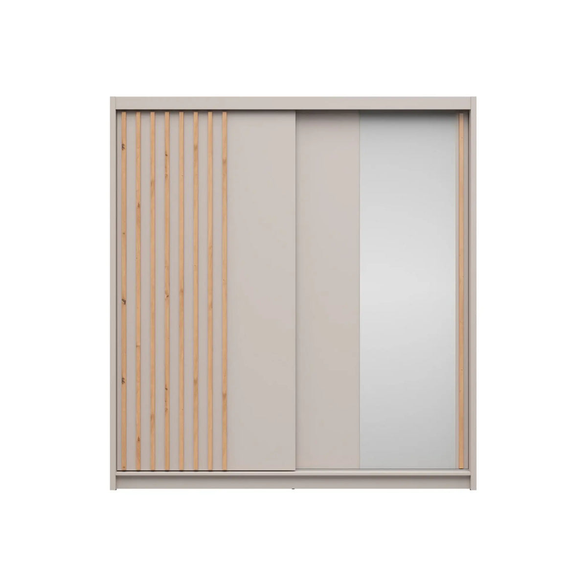 Dulap glisant AURA 200, 2 usi, oglinda, lamele, casmir, PAL, 203x60x219 cm