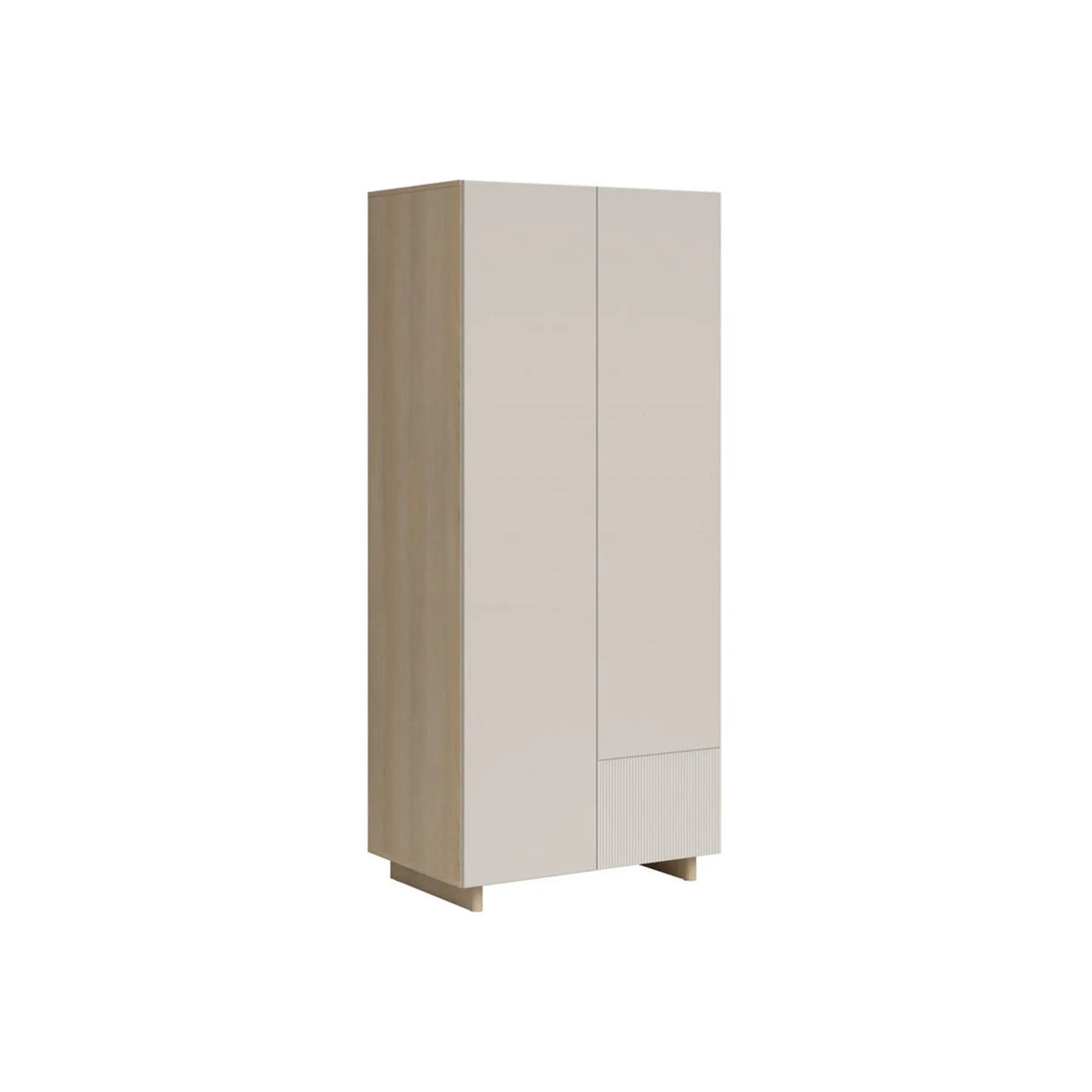 Dulap CALM, stejar Lindberg/bej nisipiu, PAL/MDF, cu 2 uși, 90x58x208 cm