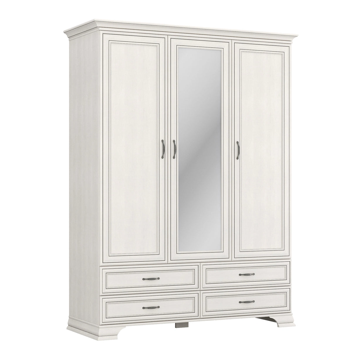 Dulap TIFFANY II, crem, PAL laminat, cu 3 usi si 4 sertare, 159x63x212 cm