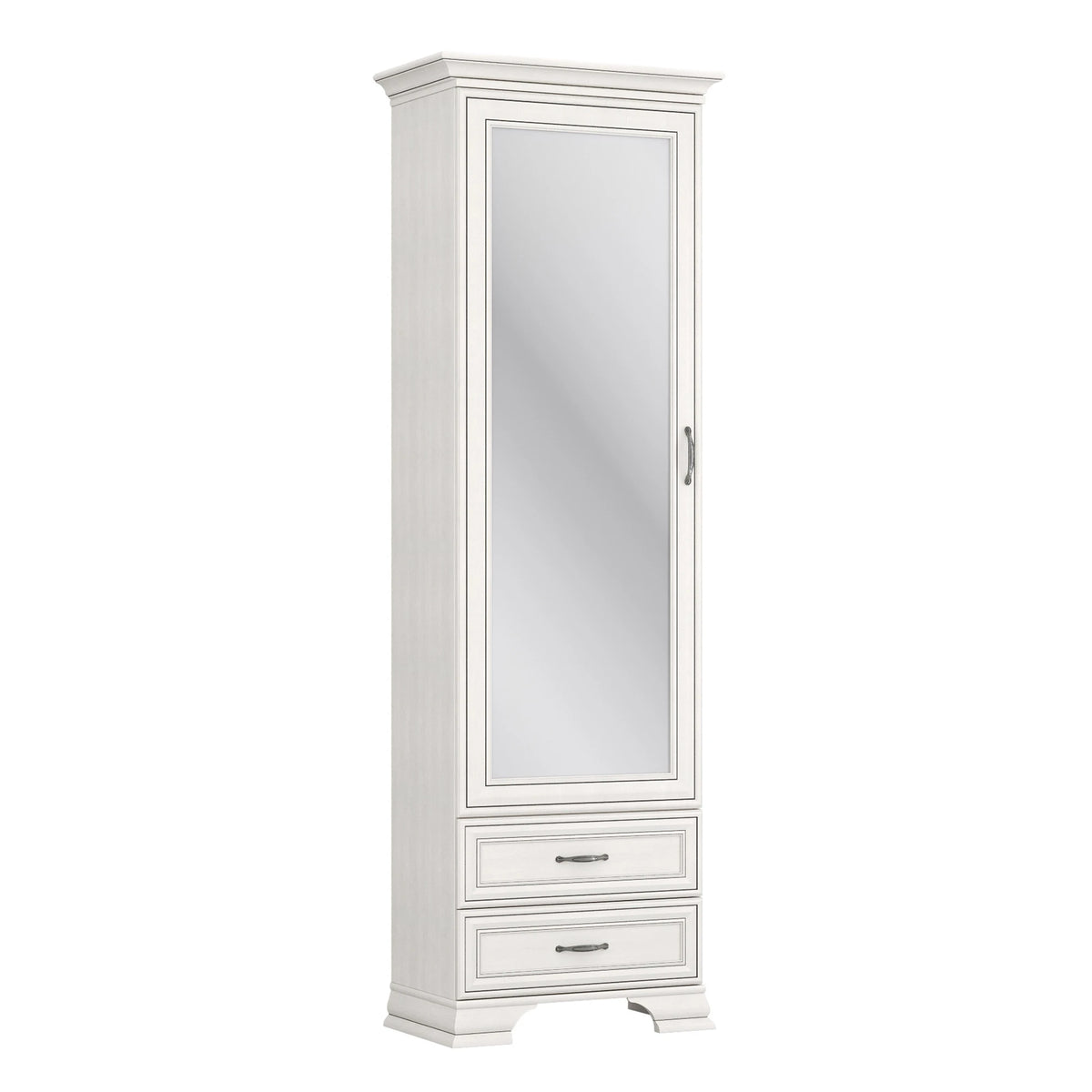 Dulap TIFFANY II, crem, PAL laminat, cu o usa si 2 sertare, cu oglinda, 69x40x212 cm