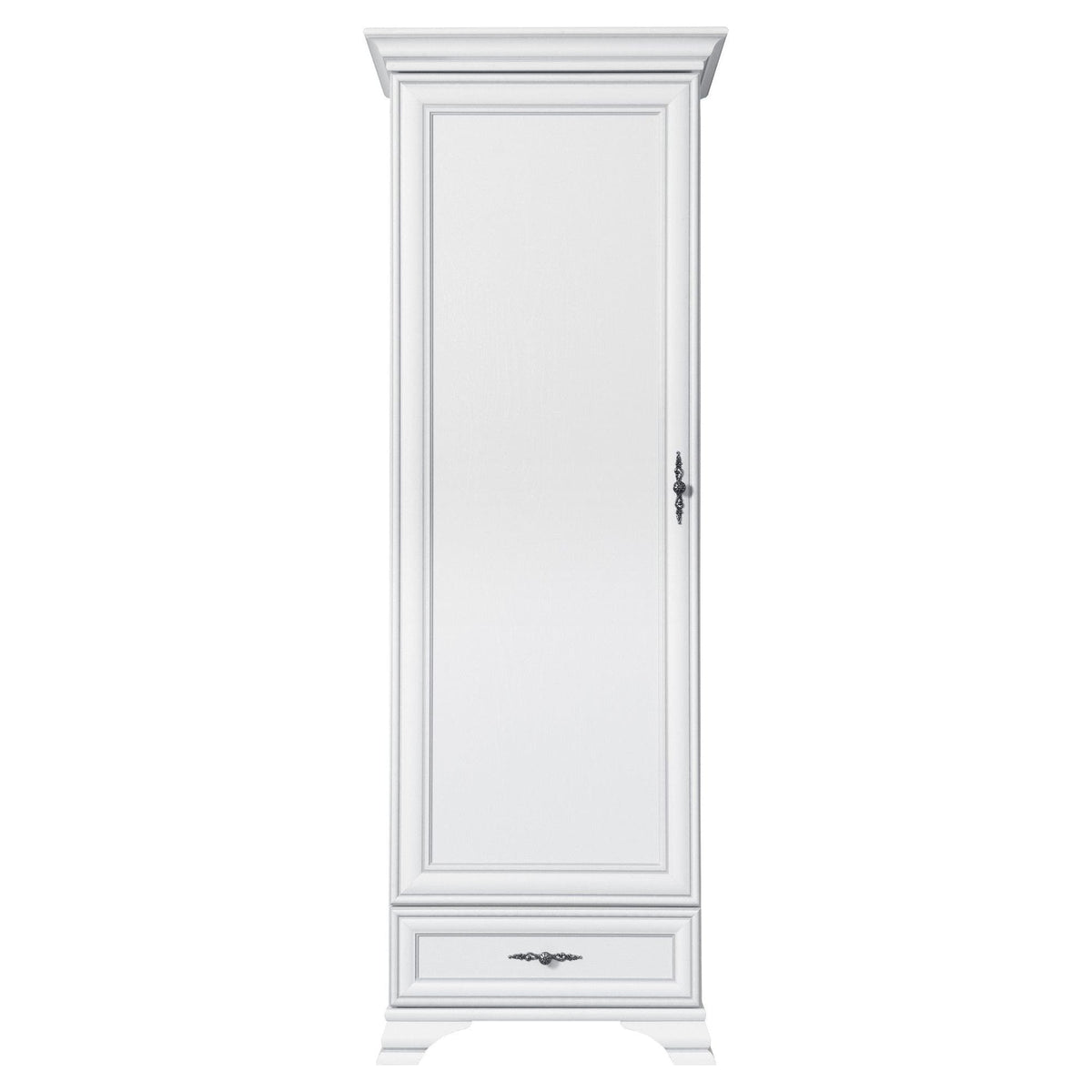 Mobilier living alb clasic IDENTO 7, format din vitrina, dulap, comoda, masuta cafea si comoda TV