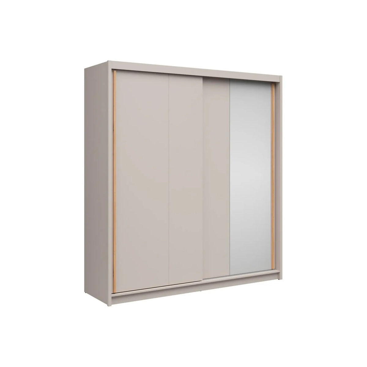 Dulap glisant AURA, cașmir, PAL, cu 2 uși și oglindă, 203x60x219 cm