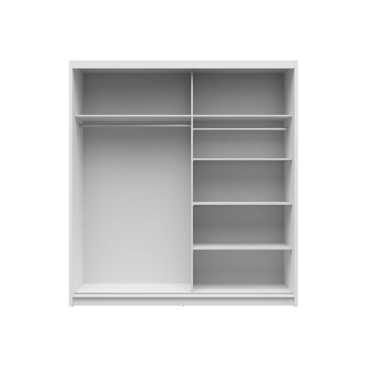 Dulap glisant AURA cu lamele, alb, PAL, cu 2 uși și oglindă, 203x60x219 cm