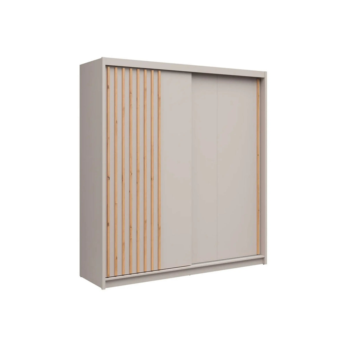 Dulap glisant AURA cu lamele, cașmir, PAL, cu 2 uși, 203x60x219 cm