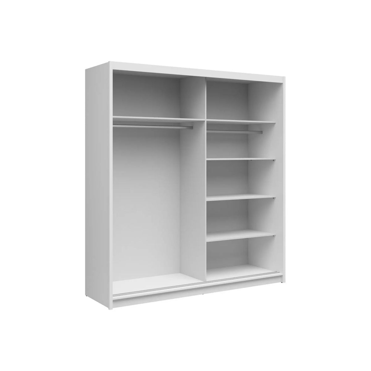 Dulap glisant AURA cu lamele, alb, PAL, cu 2 uși și oglindă, 203x60x219 cm