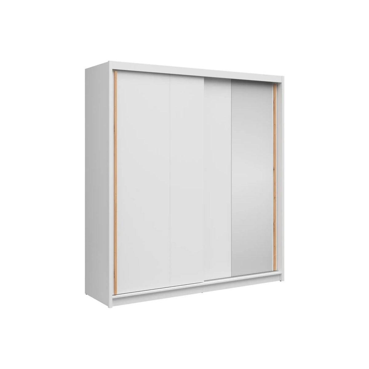Dulap glisant AURA cu container, alb, PAL, cu 2 uși și oglindă, 203x60x219 cm