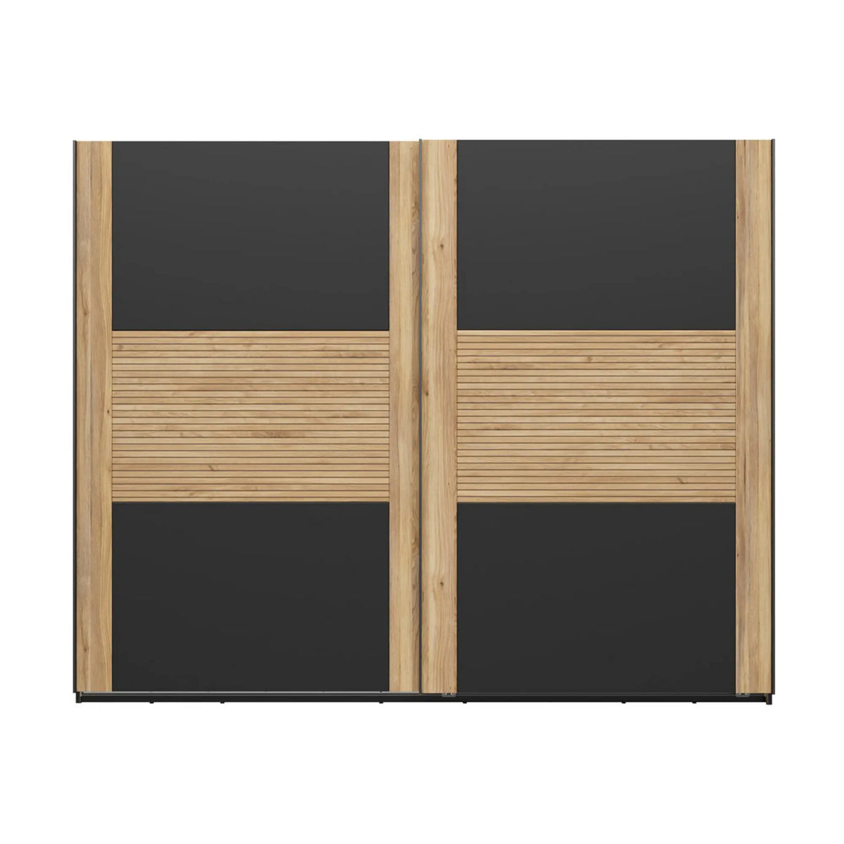 Dulap glisant HENSON, stejar mauvella/stejar tegola, PAL, cu 2 uși, 270x61x218 cm