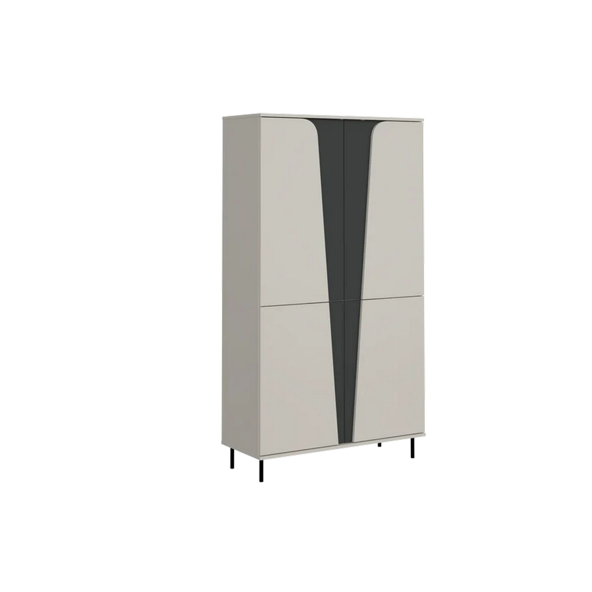 Dulap haine adancime 40 cm ASTORIX, casmir/gri grafit, PAL laminat, cu 4 usi, 100x40x185 cm