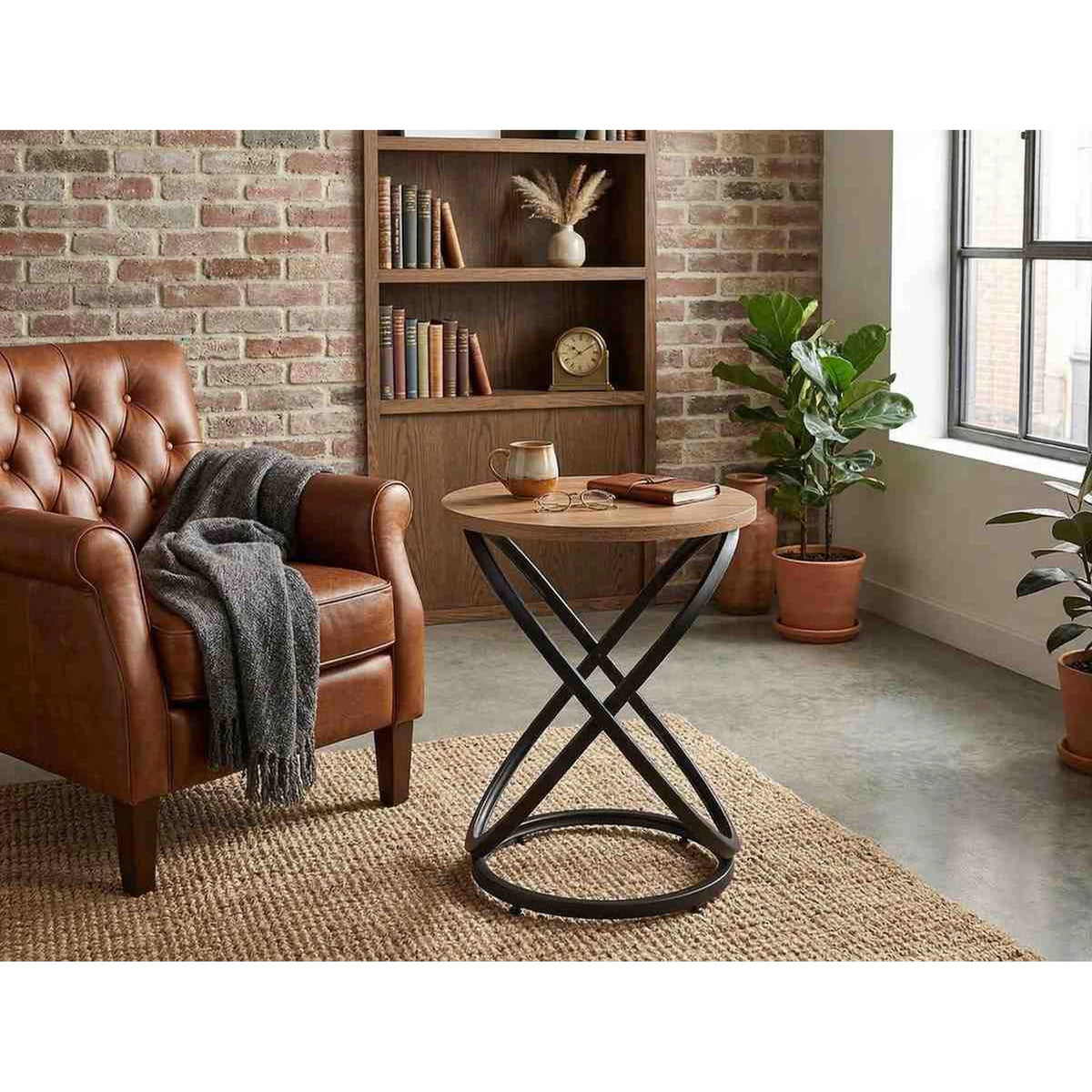 Masuta cafea EOS E, stejar artisan/negru mat, 45x55 cm