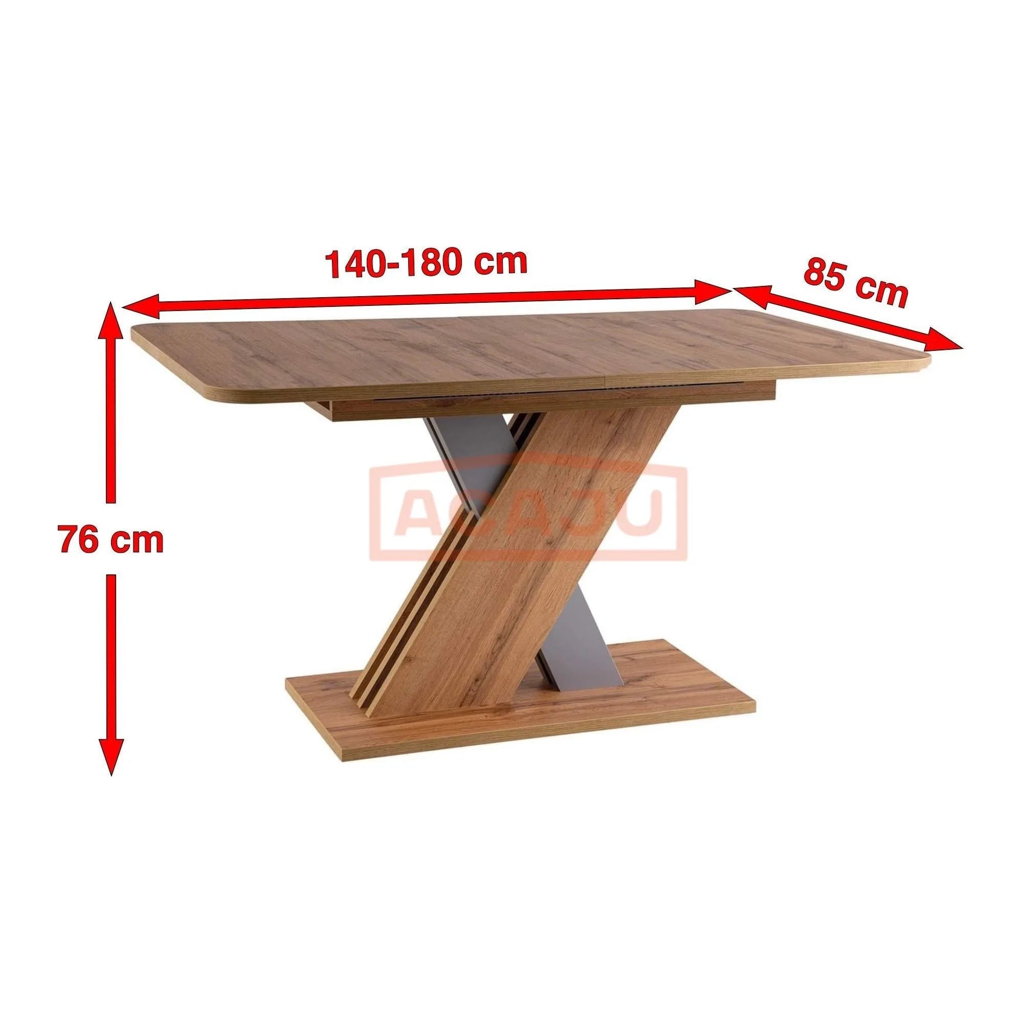 Masa extensibila EXEL, stejar artisan/gri antracit, PAL laminat, 140/180x85x76 cm