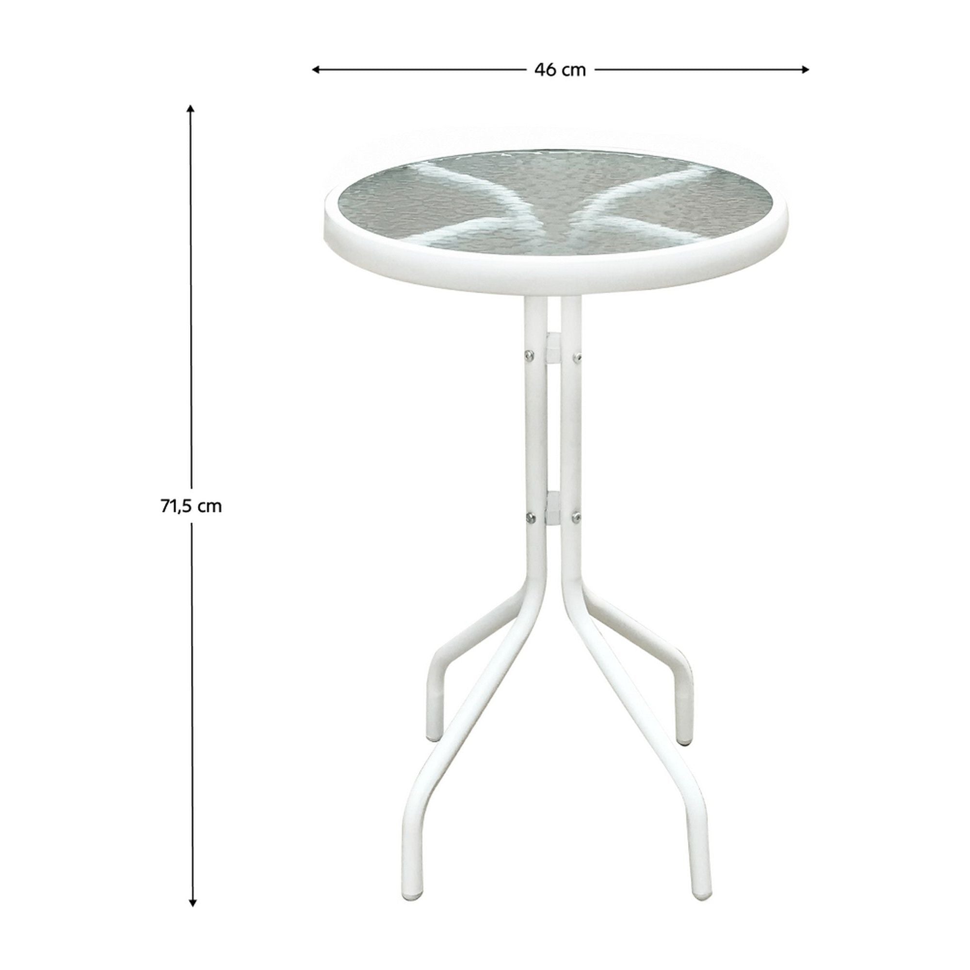 Set gradina ELIOR, alb/bej, ratan/sticla/metal, cu masuta si 2 scaune