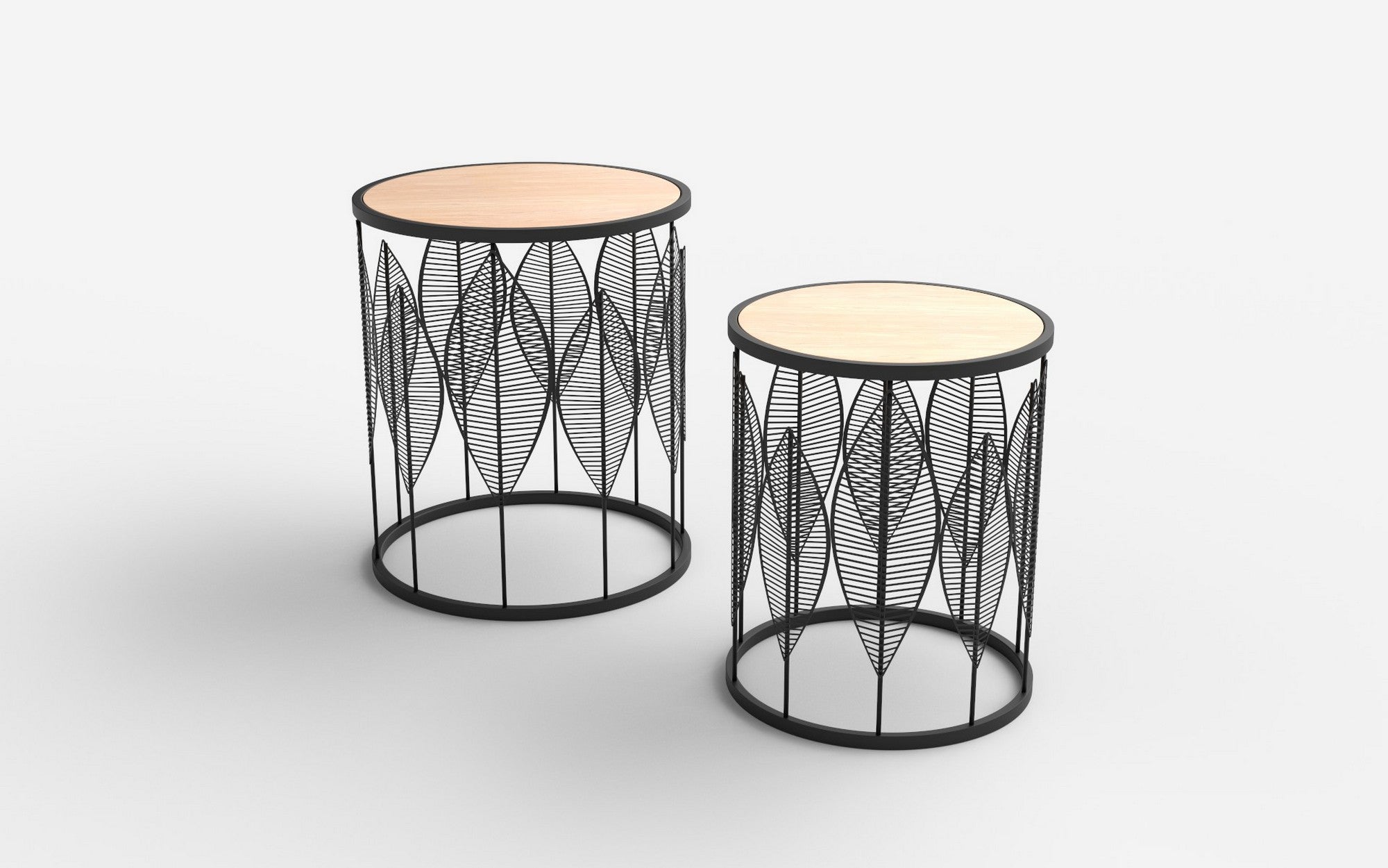 Set 2 masute cafea FOLLA, stejar/negru
