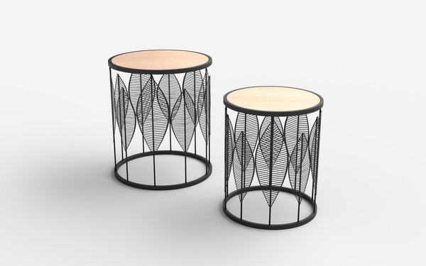 Set 2 masute cafea FOLLA, stejar/negru