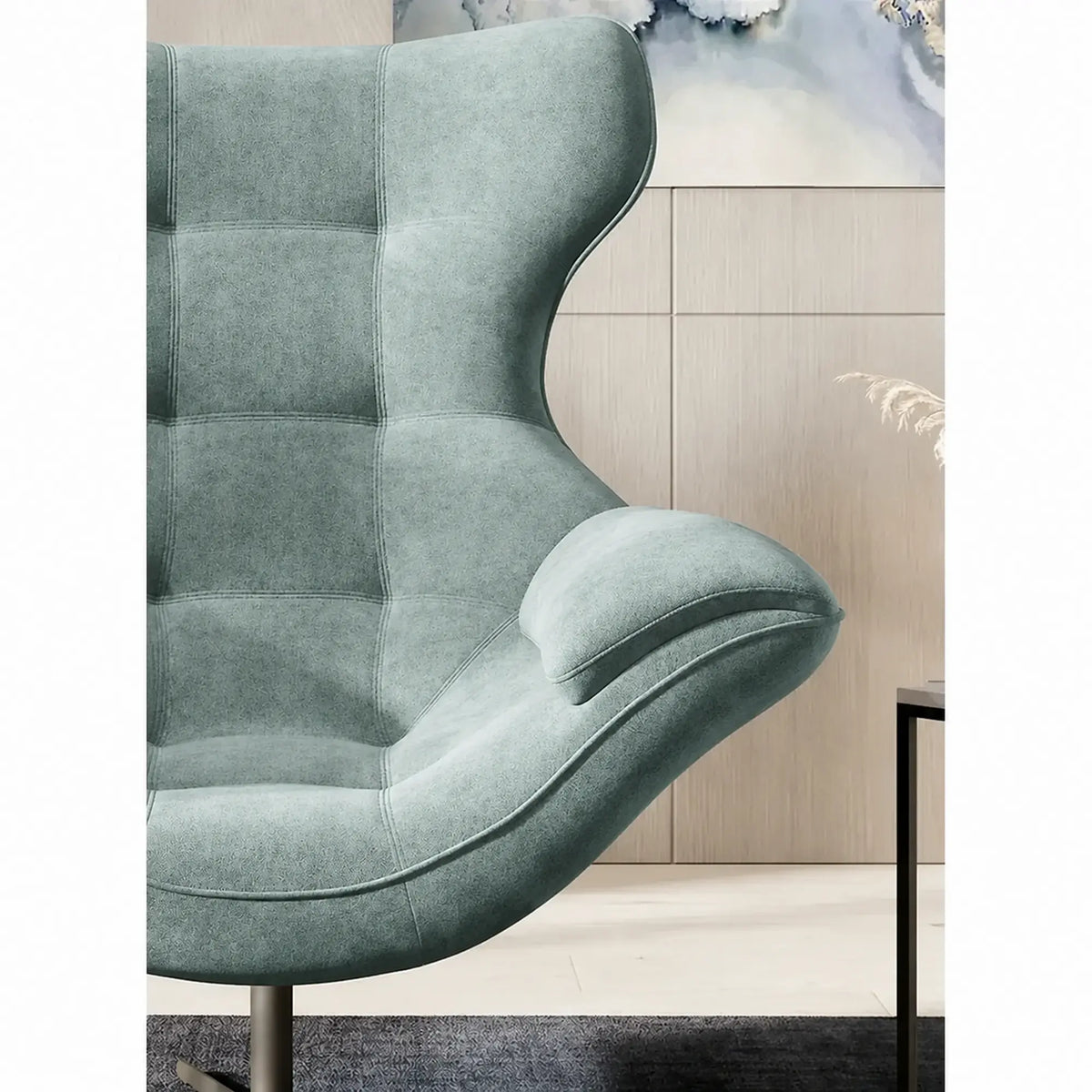 Fotoliu YOGA, stofa catifelata verde menta - Salvador 12, 103x84x119 cm