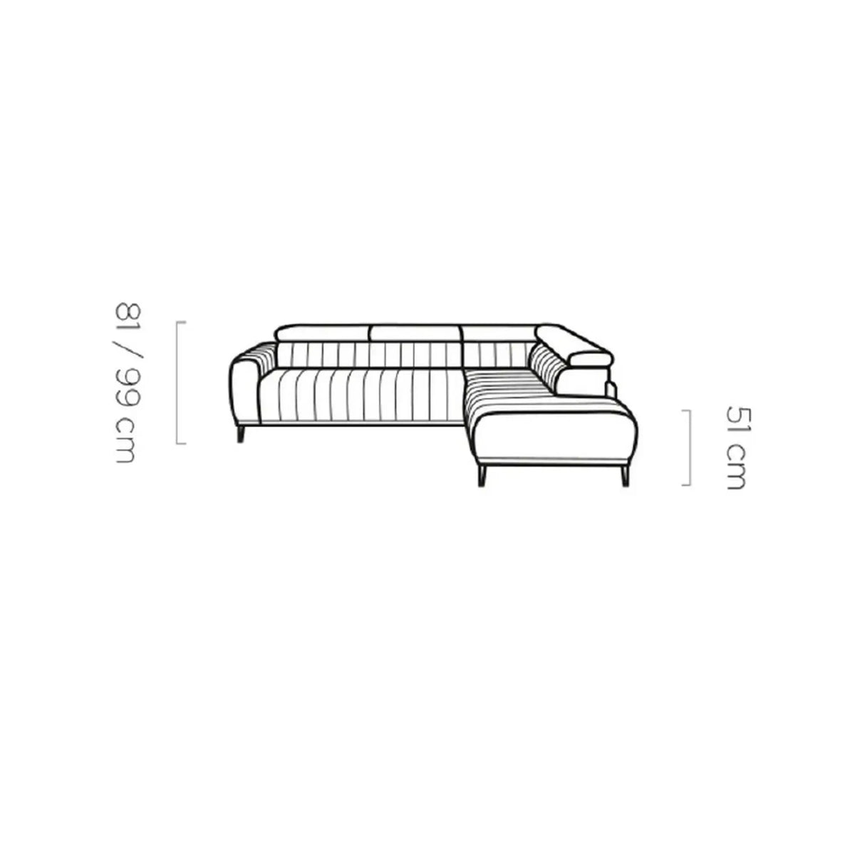 Coltar extensibil tip pat matrimonial GANDI 160, sezlong dreapta, stofa catifelata gri antracit - Salvador 15, Gama Premium, cu lada depozitare, 301x204x99 cm