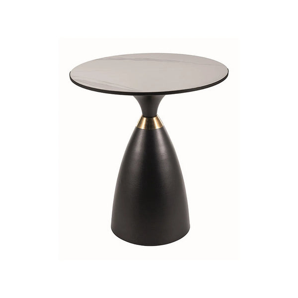 Masuta cafea GEMINI, alb lucios/negru mat, ceramica/metal, 50x56 cm