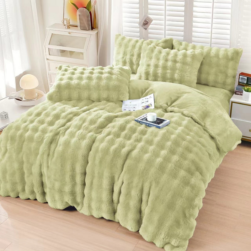 Set lenjerie pat cocolino SPOT GIANNA, verde deschis, 230x250 cm, cu cearceaf pat, cearceaf pilota si 2 fete de perna