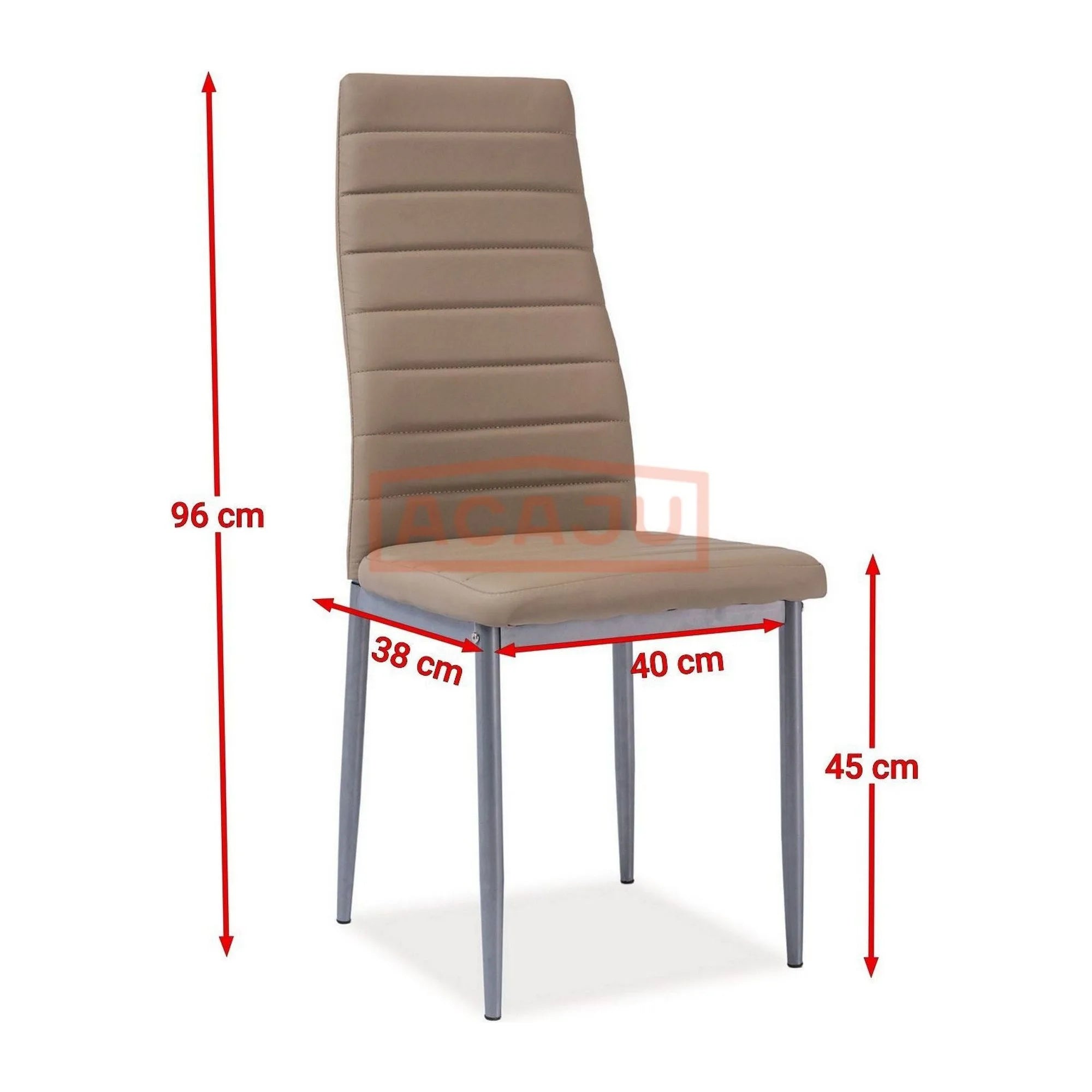 Scaun tapitat H261 BIS, bej/aluminiu, piele ecologica/metal, 40X38X96 cm