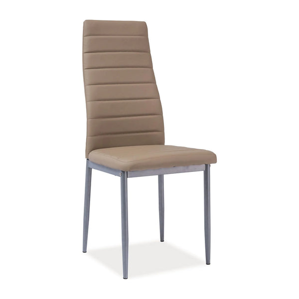 Scaun tapitat H261 BIS, bej/aluminiu, piele ecologica/metal, 40X38X96 cm
