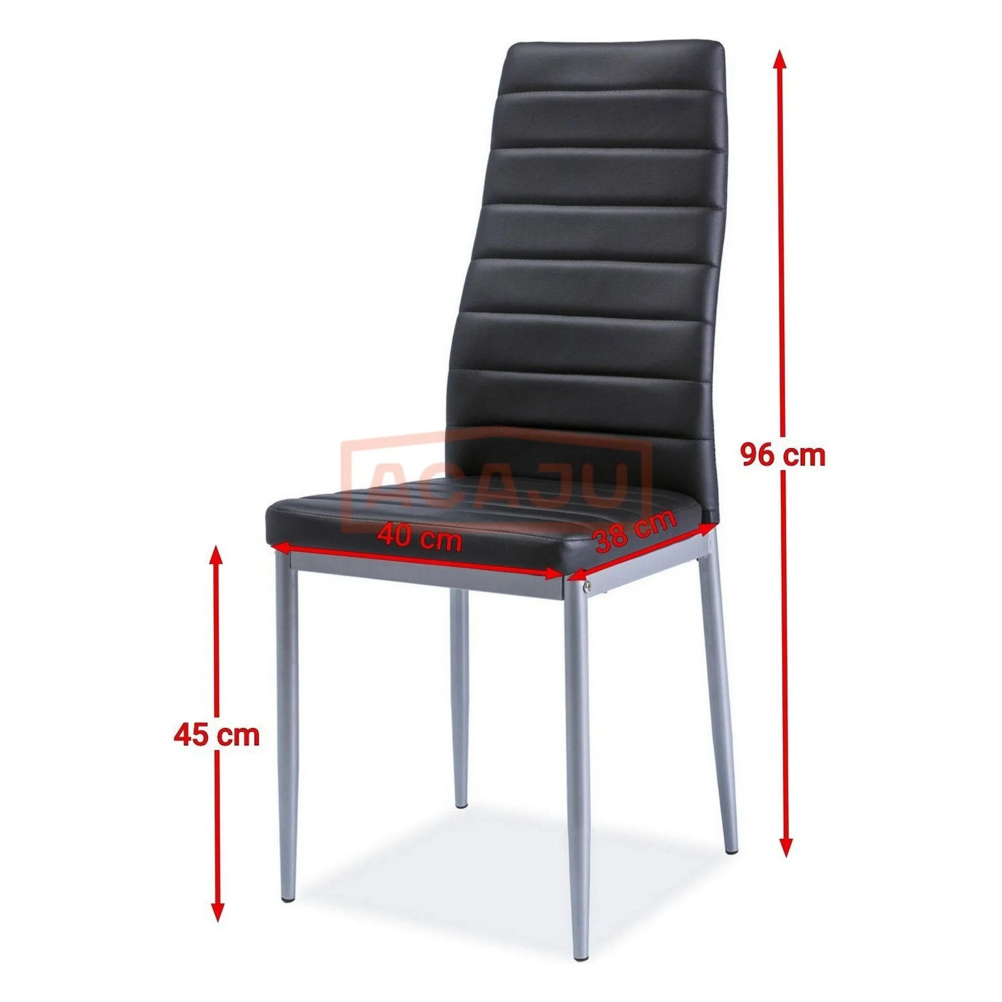 Scaun tapitat H261 BIS, negru/argintiu, piele ecologica/metal, 40X38X96 cm