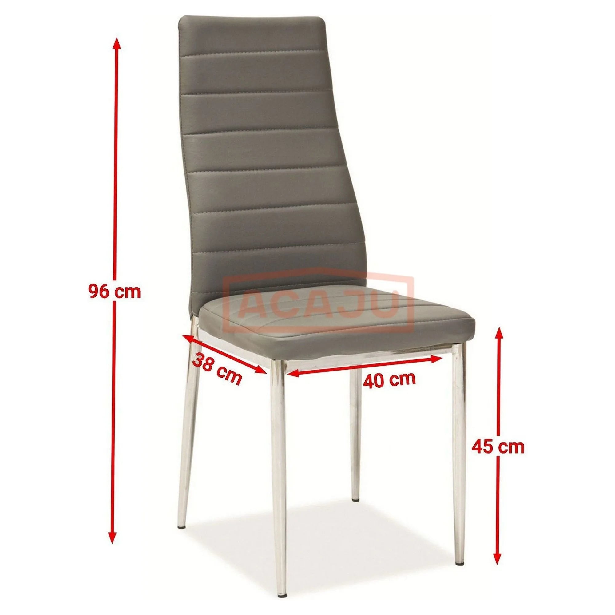 Scaun tapitat H261, gri/crom, piele ecologica/metal, 40X38X96 cm