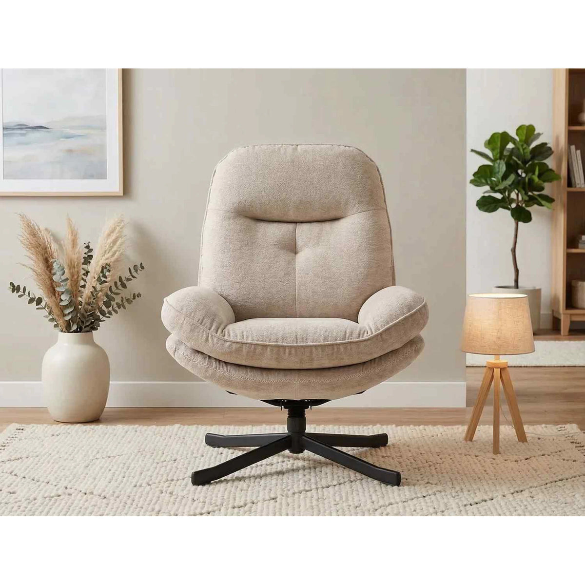 Fotoliu rotativ HARPER, stofa bej - Tap 241, 77x83x101 cm