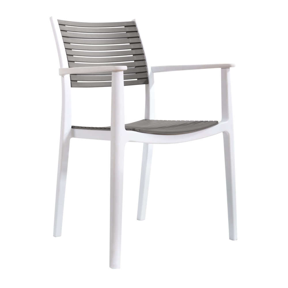 Scaun HERTA, gri/alb, plastic, 57x57x86 cm