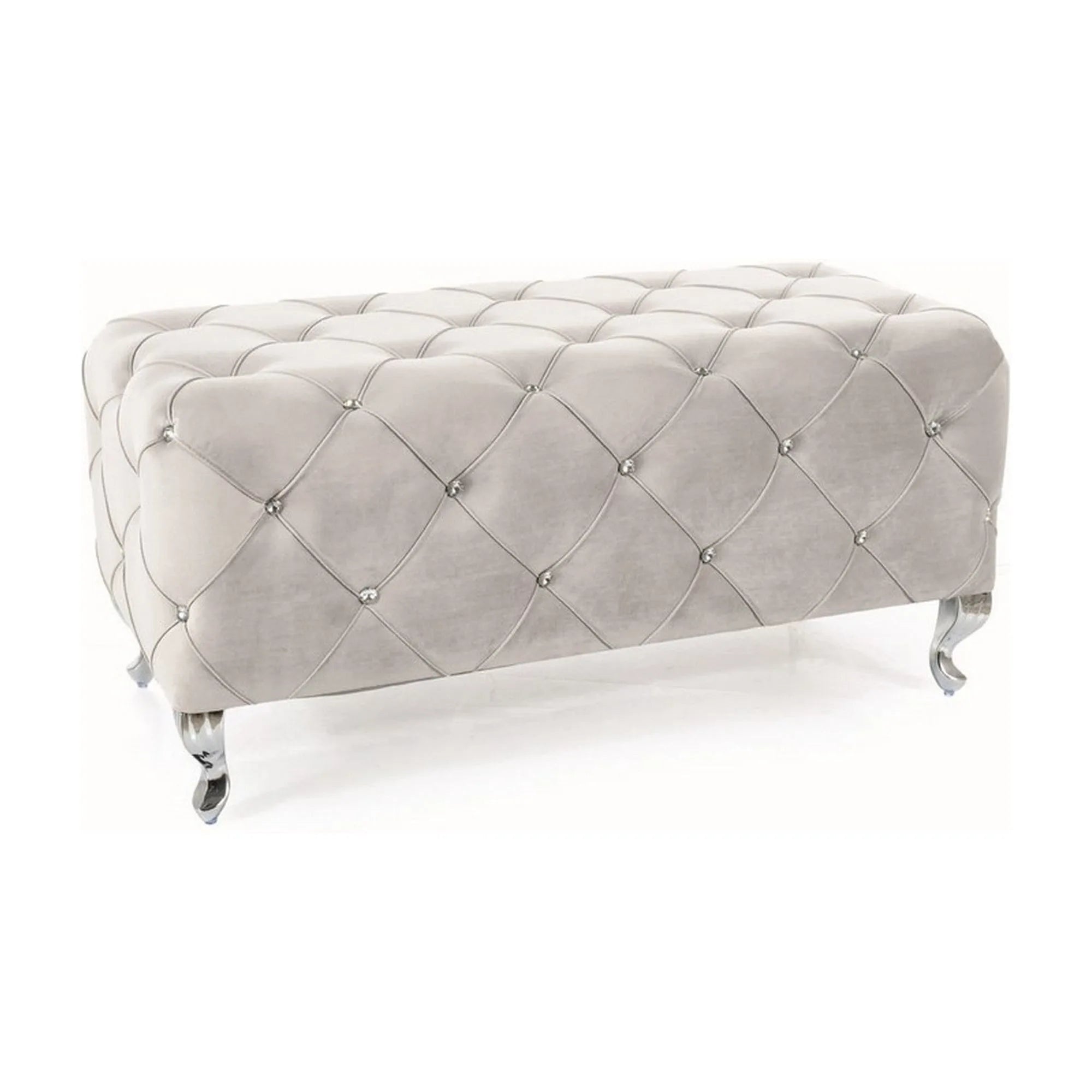 Taburet HESTIA, stofa catifelata gri deschis - Bluvel 03, 100x50x46 cm