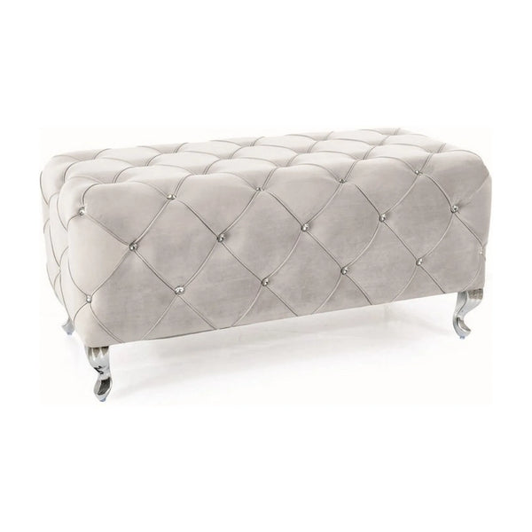 Taburet HESTIA, stofa catifelata gri deschis - Bluvel 03, 100x50x46 cm