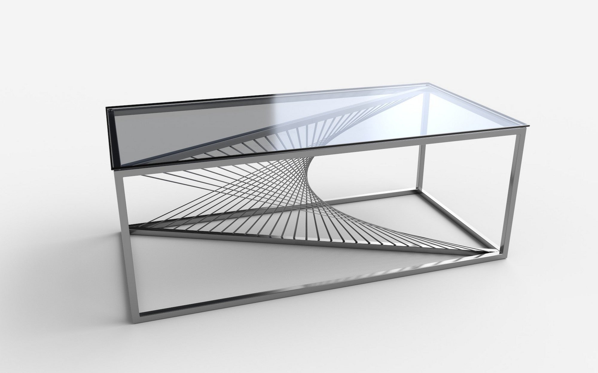 Masuta cafea INFINITY, transparent/argintiu, sticla/otel inoxidabil, 120x60x45 cm
