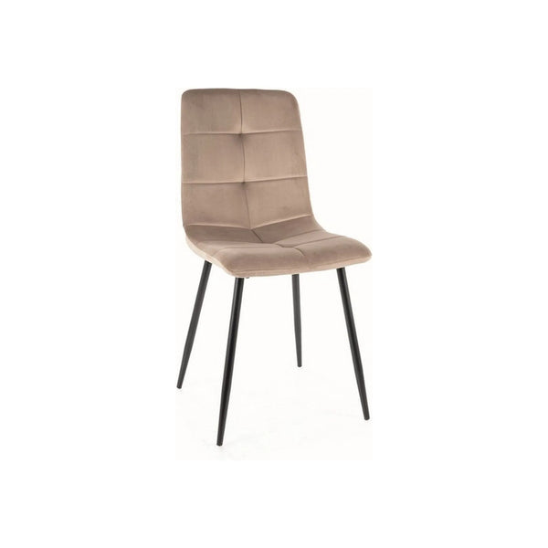 Scaun IVO, bej/negru, stofa catifelata/metal, 45x39x91 cm